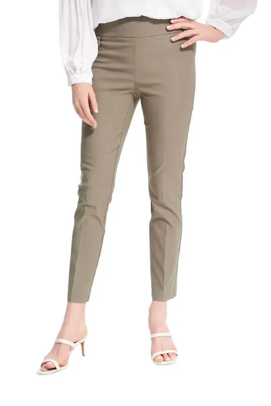 Tight trousers for women with faux leather material for sleek and modern look -Pleated Cropped Pants In Eucalyptus