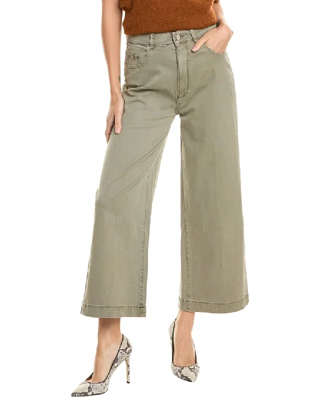 Tight fit trousers for women with ankle-length design and modern appeal -DL1961 Hepburn Alpine Green Wide Leg Jean