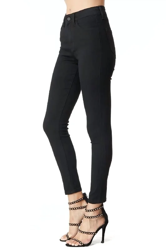 Sporty tight trousers for men with breathable material and performance-enhancing design -High Rise Skinny Jeans In Black