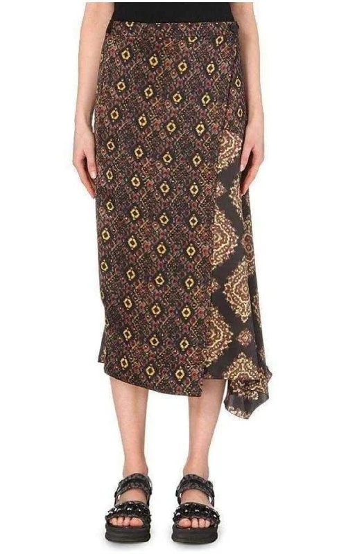 Classic black skirts for versatile outfit pairing -Wrap Silk Blend Skirt