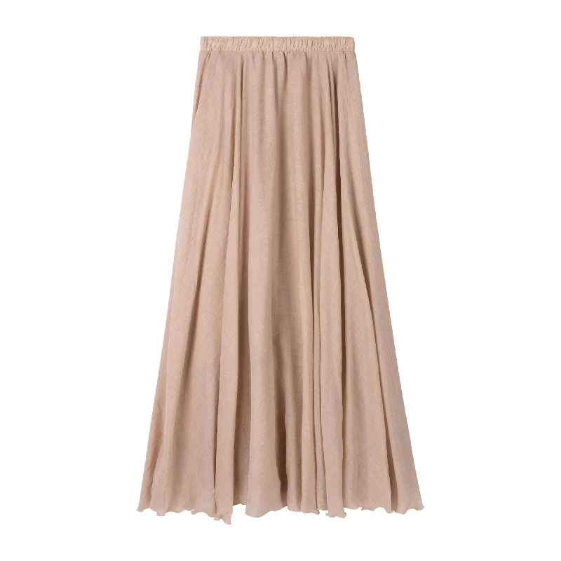 Vintage denim skirts for nostalgic charm -Lightweight Summer Skirt-Tan