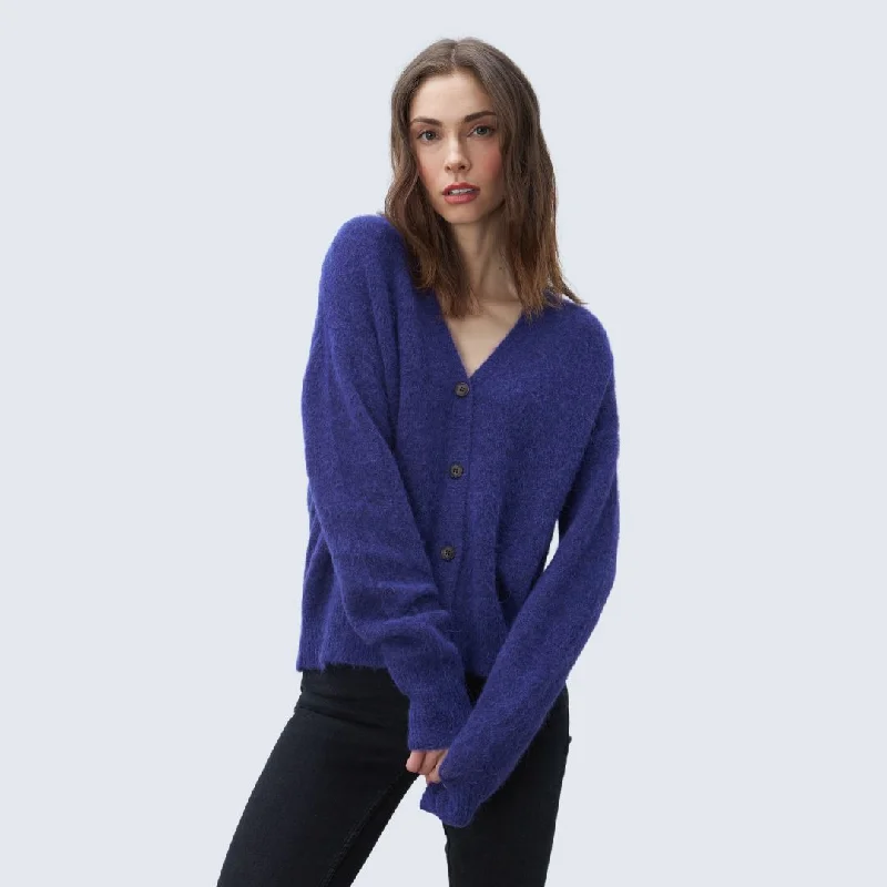 Shawl - collar cardigan for a sophisticated look -Clara Cardigan (Rich Amethyst)