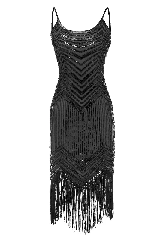 Polyester Dresses for Durable -Sparkly Fringed Vintage Sequin 1920s Dress