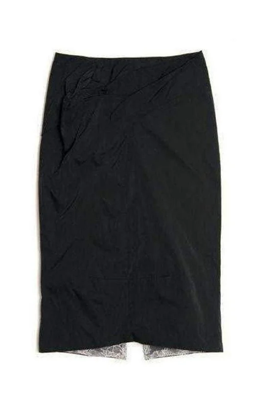 Lightweight skirts for warm weather comfort -Black Lace Lined Pencil Skirt