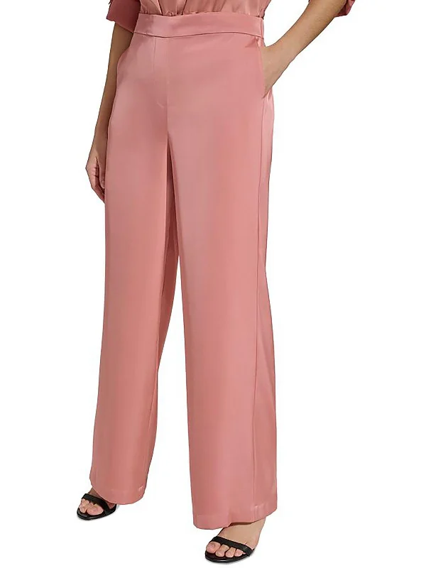 Tight cargo trousers for men with functional pockets and slim-fit style -Womens Satin High Rise Wide Leg Pants