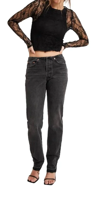 Smart casual tight trousers for women with cuffed ankle and tailored design -501 Mini Waist Jeans In Black Dest