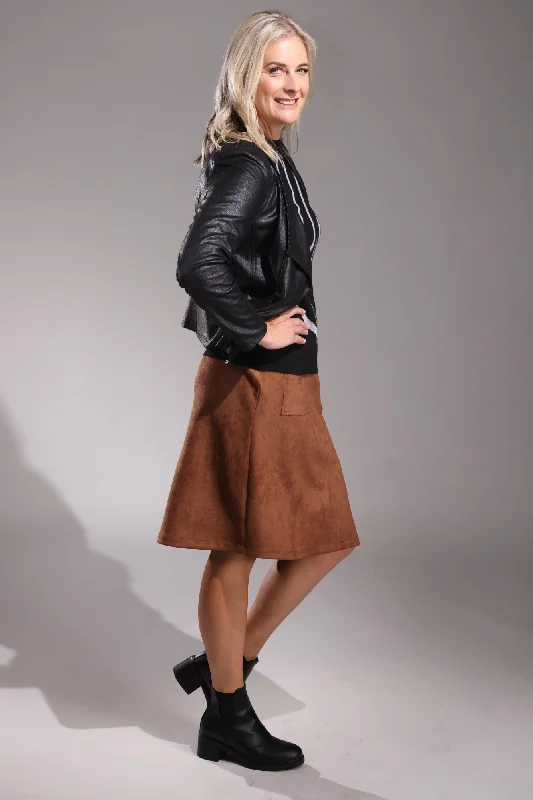 Cute mini skirts for fun party nights -Suede Look Skirt | COCOA | 4053ZZ