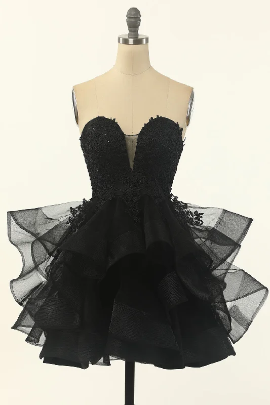 Strapless Dresses for Glamorous -Strapless Tulle Little Black Dress