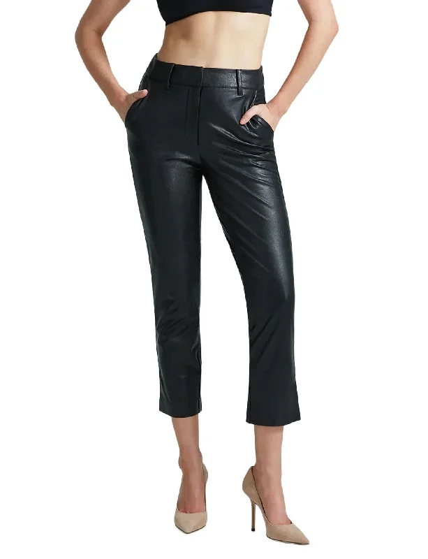 Tailored tight trousers for men with sharp crease and polished look -Faux Leather 7/8 Trouser In Black