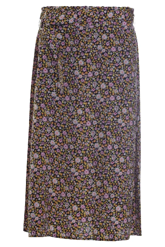 Trendy skirts with asymmetrical hem lines -Maxi Skirt with shirred waistband | Pink Gold Ditsy | 3362AR