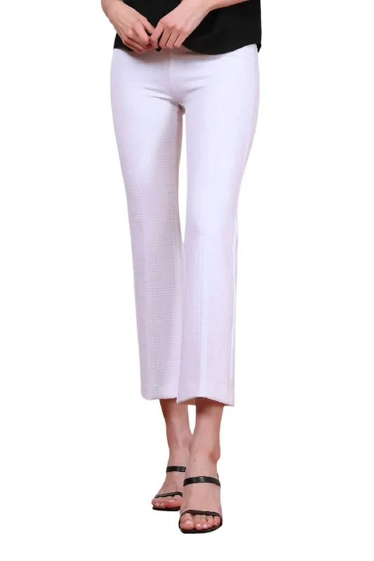 Stretch denim tight trousers for women with flexibility and stylish design -Leo Jacquard Pant In White