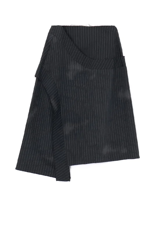 Casual linen skirts for breezy days -LINEN/COTTON PIN-STRIPED UNEVENLY DYED FLARED SKIRT