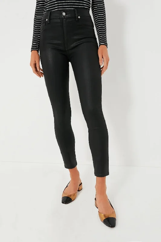 Tight trousers for women with cropped style and chic, modern finish -The High Waist Ankle Skinny In Silblack