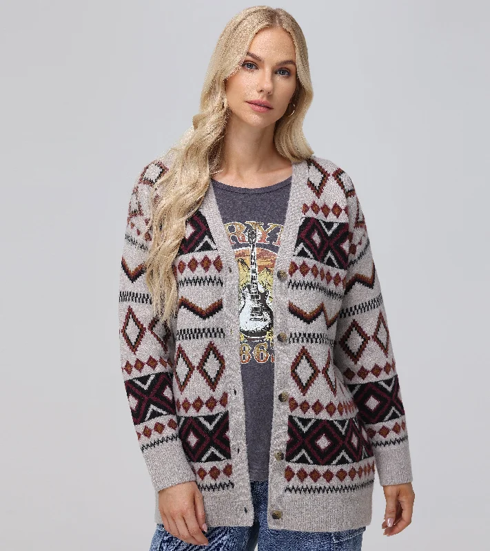 Plaid - cardigan for a classic - American look -Fairisle Boyfriend Cardigan