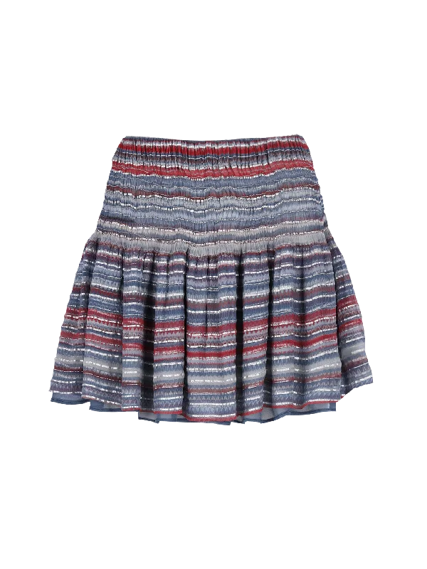 Trendy skirts with bold plaid patterns -horizontal-stripe silk-blend mini skirt