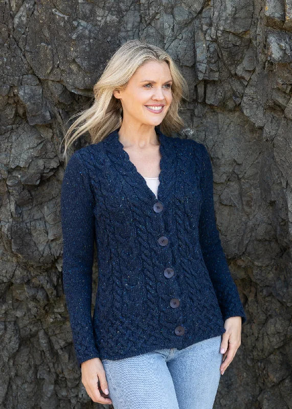 Pink - cardigan for a sweet and feminine touch -IrelandsEye Horseshoe Aran Cardigan | Rich Navy