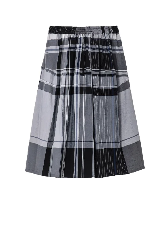 High-waisted pencil skirts for professional office wear -RAYON WRINKLED PLAID SKIRT