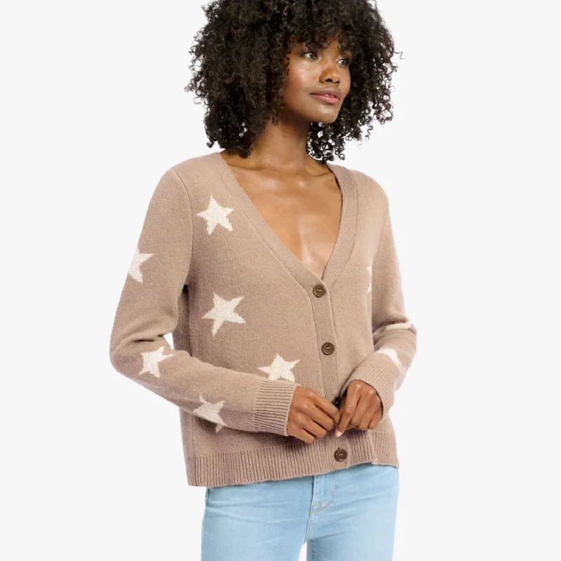 Button - front cardigan for easy wearing -Celestine Cardigan (Chestnut)