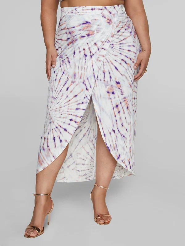 A-line skirts for flattering timeless silhouettes -Janet Tie Dye Faux Wrap Skirt