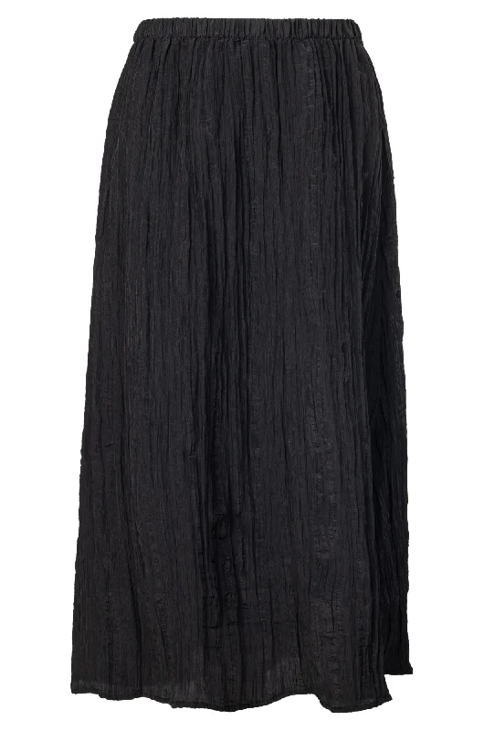 Trendy midi skirts for modern fashionistas -Pull on Satin Crush Skirt | Black | 4642A1