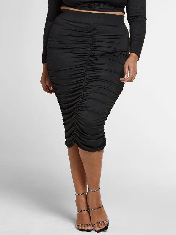 Luxury skirts with intricate embroidery accents -Justine Ruched Pencil Skirt