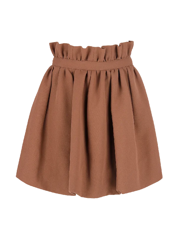 Stretchy mini skirts for flexible movement -bubble-hem mini skirt