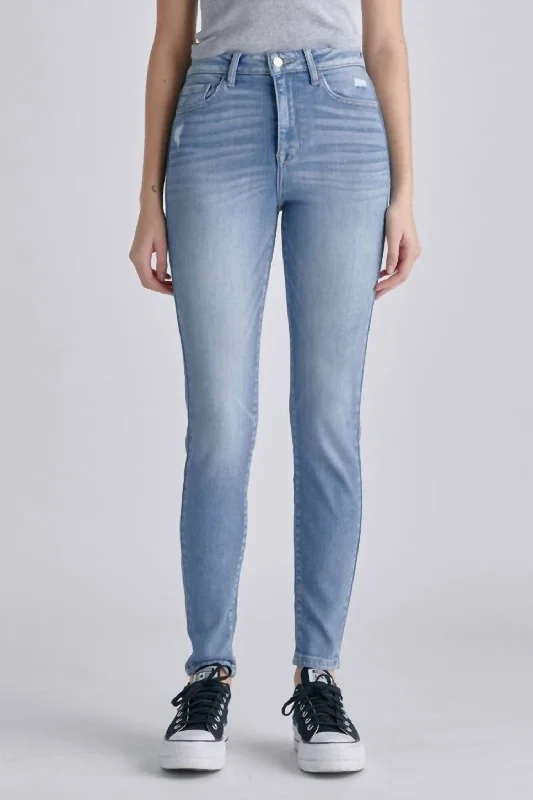 High-rise tight trousers for women with side zippers for easy styling -High Rise Ankle Skinny Jean In Medium Wash