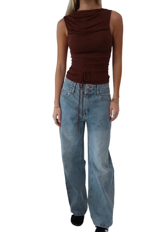 Trendy tight trousers for women with zipper details and edgy finish -Day To Day Denim Jean In Light Wash Denim