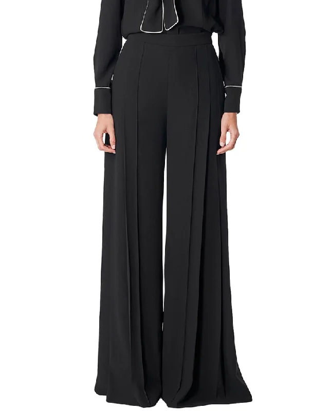 Smart casual tight trousers for women with cuffed ankle and tailored design -Carolina Herrera Pleated High Waist Wide Pant