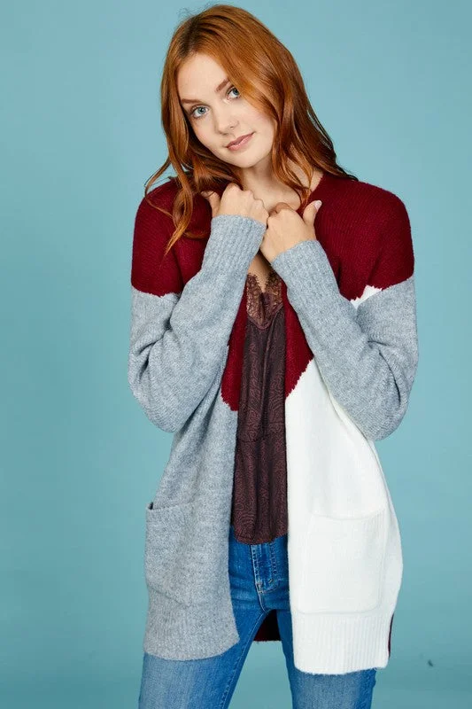 Patchwork - cardigan with a unique design -Color Block Cardigan