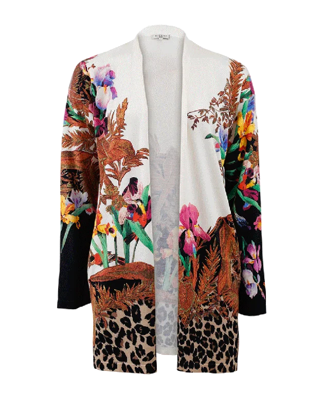 Graduation - cardigan for a celebratory look -Leopard Bottom Drape Cardigan