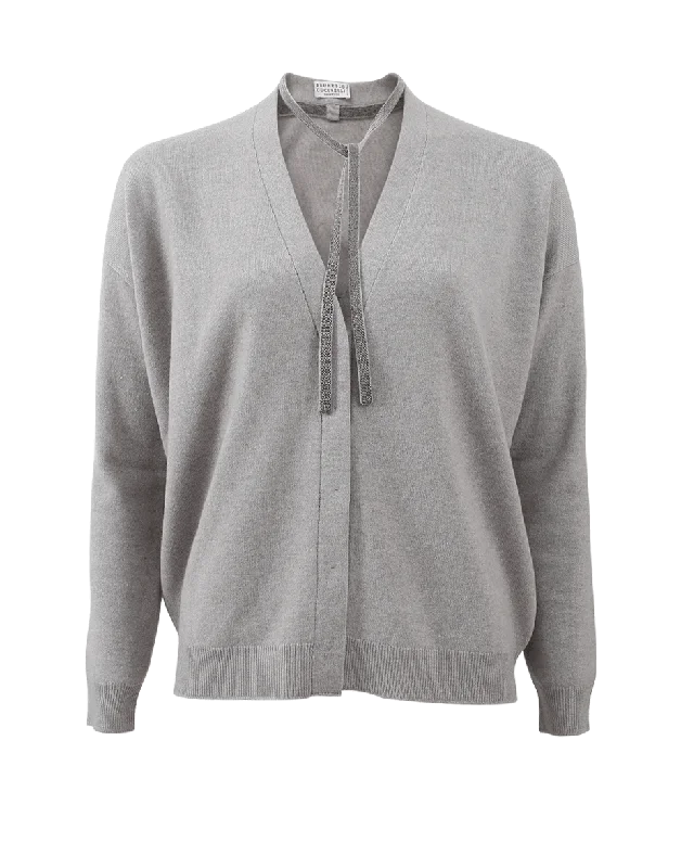 Shawl - collar cardigan for a sophisticated look -Neck Tie Cardigan