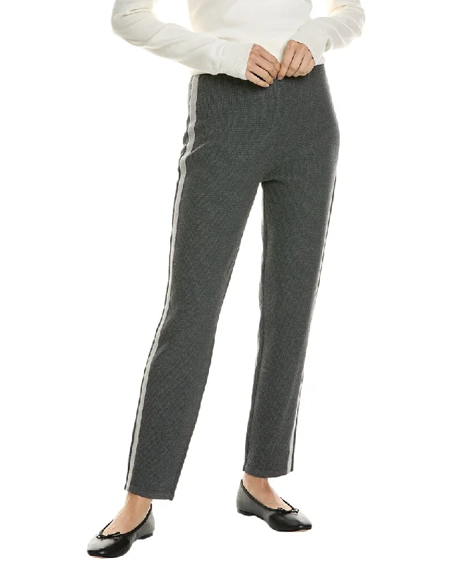 Formal tight trousers for women with sharp crease and sophisticated tailoring -St. John Melange Spectator Stretch Pique Knit Pant