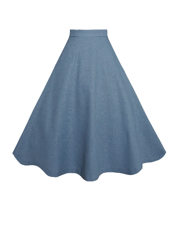 Bold skirts with metallic shimmer finish -MTO - Lilian Skirt in Carolina Blue Linen