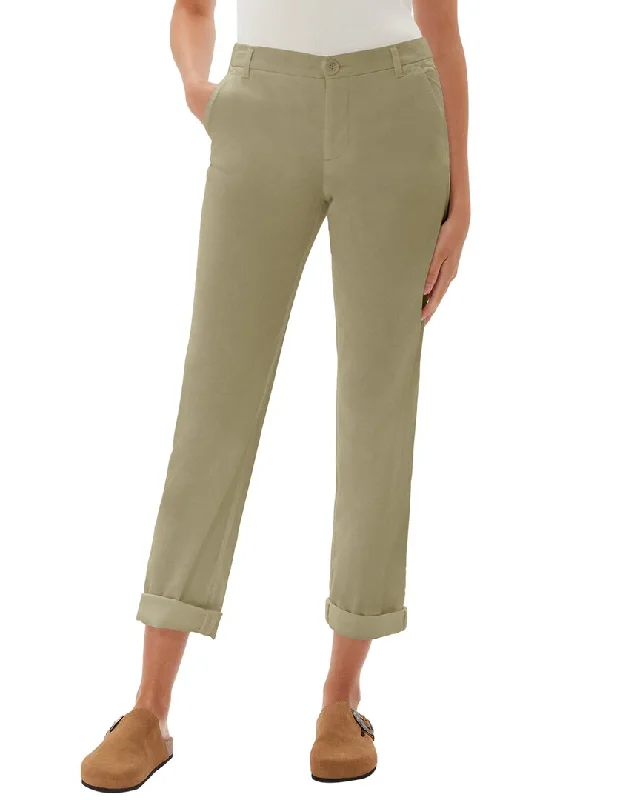 Tight office trousers for women with professional cut and flattering fit -ecru Mitchell Roll Cuff Chino