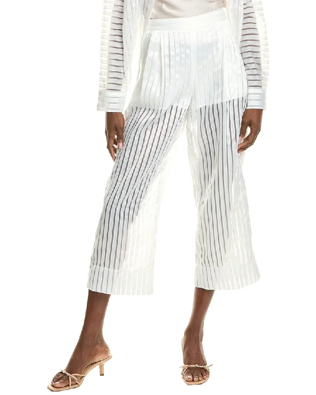 Tight trousers for women with vertical stripes and slimming effect for a sleek look -BCBGMAXAZRIA Sheer Stripe Pant