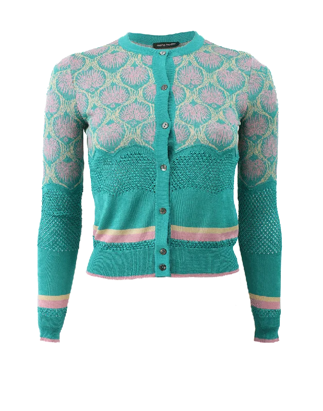 Printed cardigan with unique patterns -Button-Up Cardigan