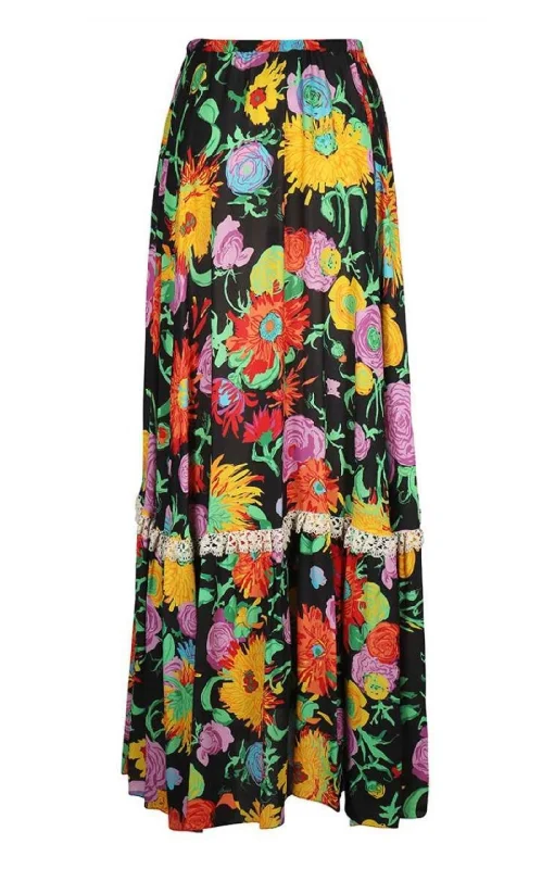 A-line skirts for classic wardrobe essentials -Ken Scott- Print Viscose Skirt