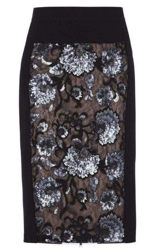 Patterned skirts for artistic standout appeal -Floral Sequinned Pencil Skirt