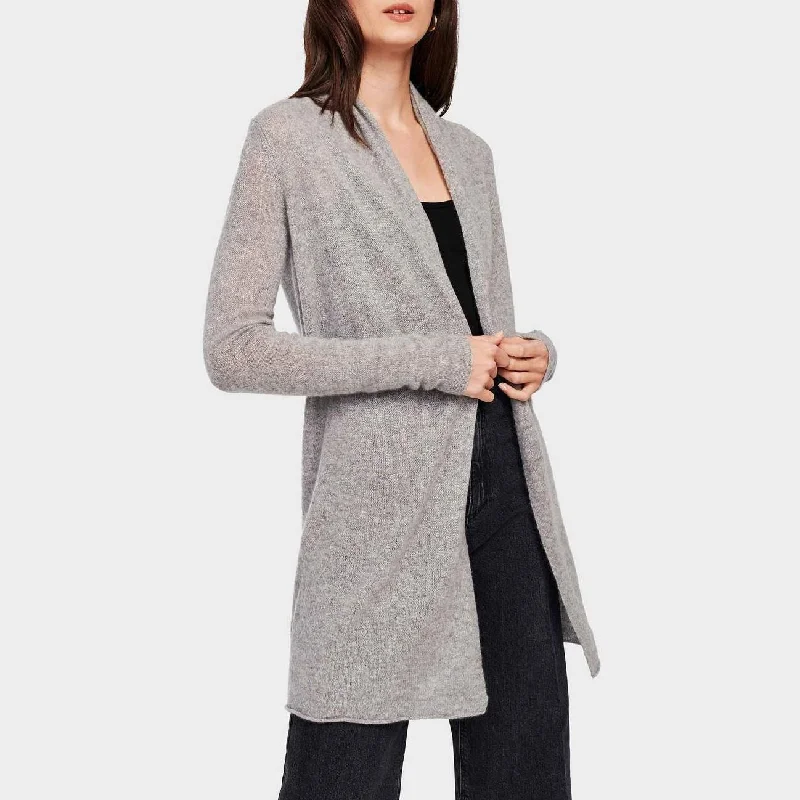 Wedding - guest cardigan for an elegant ensemble -Essentials Cashmere Trapeze Cardigan (Misty Grey)