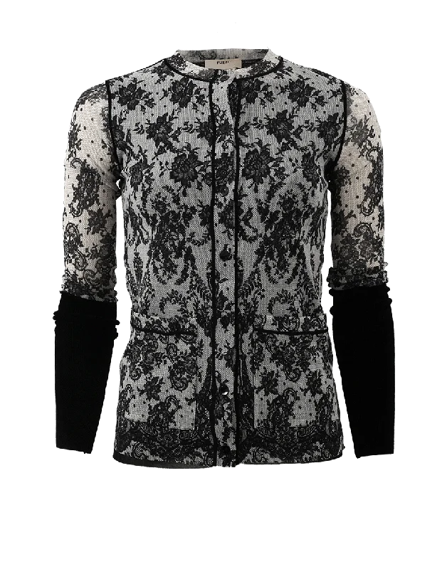 Gray - cardigan for a sophisticated and understated look -Floral Lace Cardigan