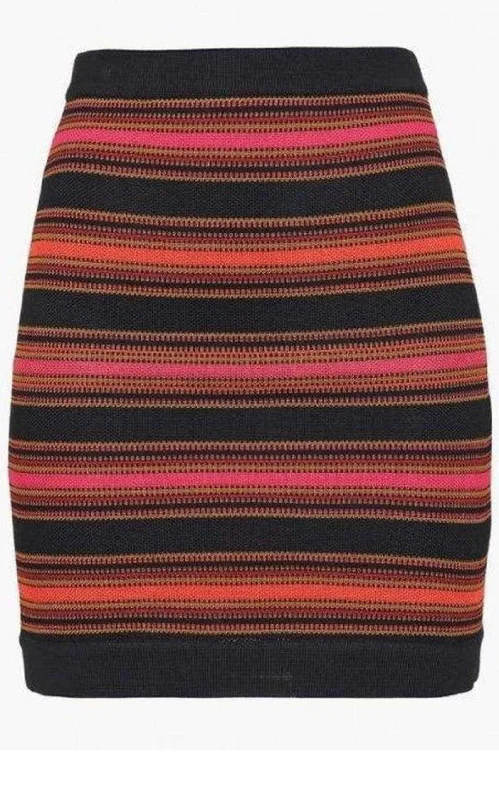 Flowy skirts for relaxed vacation wear -Striped Stretch-Knit Mini Skirt