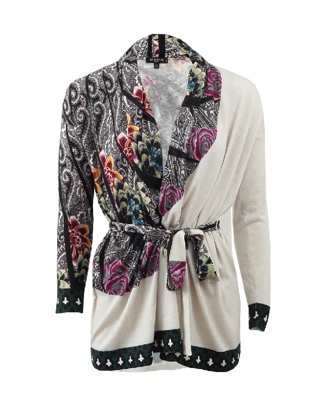 Friends - meeting cardigan for a casual get - together -Belted Drape Cardigan