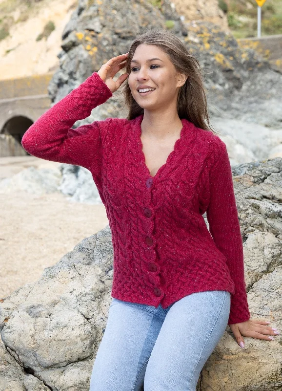 Beige - cardigan for a neutral and versatile option -IrelandsEye Women's Horseshoe Aran Cardigan | Bramble Berry