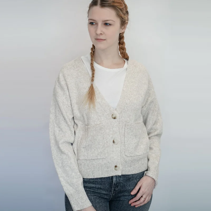 Sequined cardigan for party occasions -Button Cardigan (Oat)