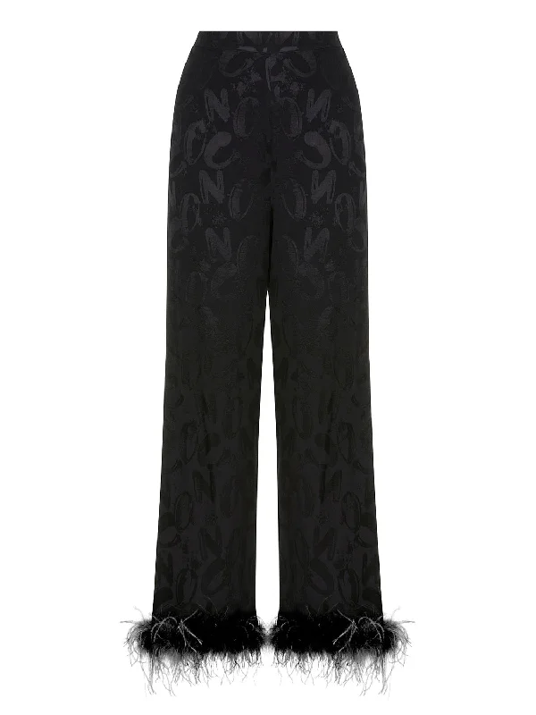 High-waisted tight trousers for women with tapered leg and vintage-inspired design -Feathered Pants