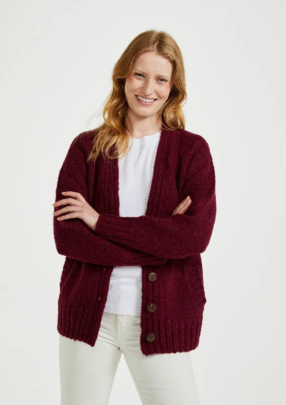 Beaded cardigan for a glamorous effect -Ladies' Donegal Cardigan with Side Pockets | Berry