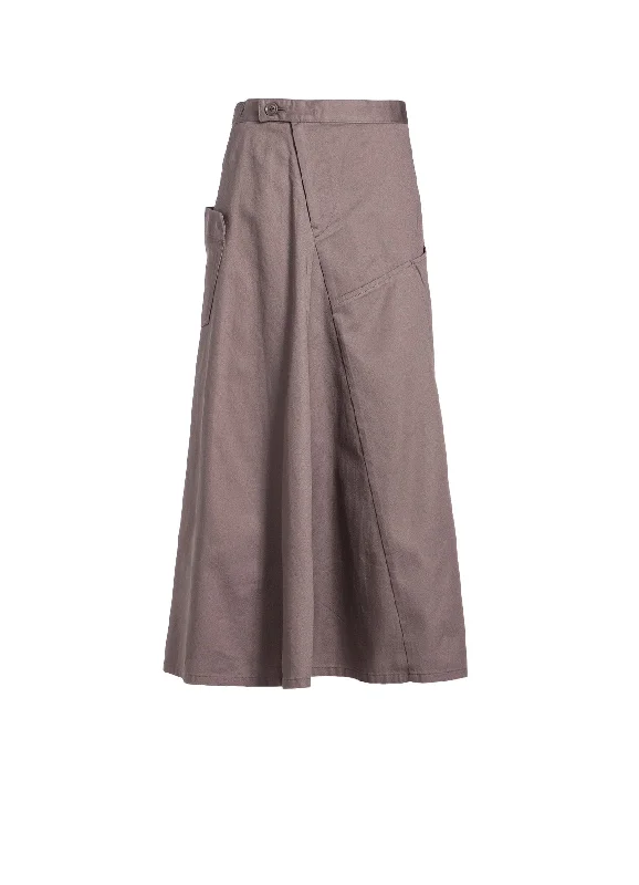 Durable skirts with reinforced seam strength -[Y's BORN PRODUCT] COTTON TWILL FLARE SKIRT WITH GUSSET