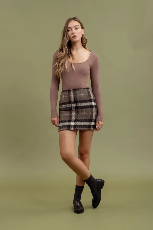 Wrap maxi skirts for versatile styling options -Raven Plaid Mini Skirt