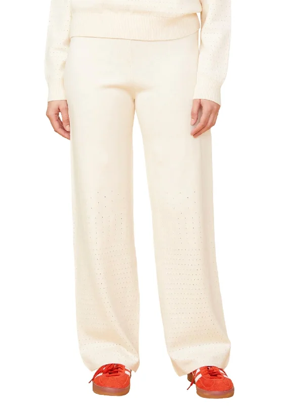 Lightweight tight trousers for men with breathable fabric for summer wear -Open Knit Flare Pants In Ivory